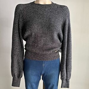 Marc New York Chunky Knit Sweater Balloon Sleeve Cozy Preppy L